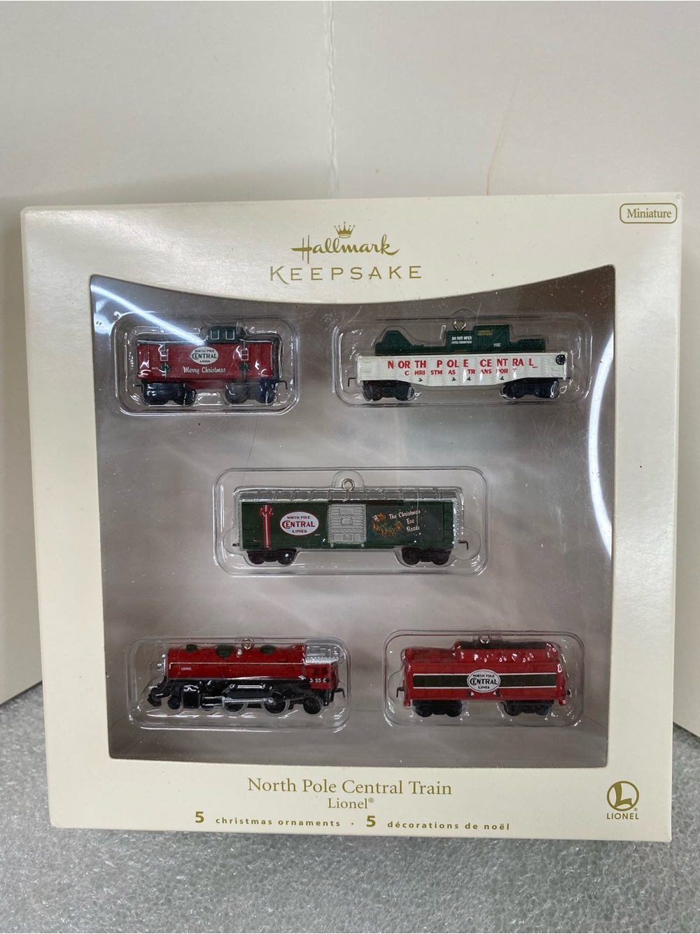 Hallmark Keepsake Lionel North Pole Central Train Miniature Ornament set of 5